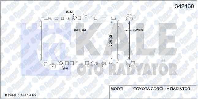 16-4345B Su Radyatoru Brazing Toyota Corolla (_E9_) 1.3i Ae92 A-T 1987-1993